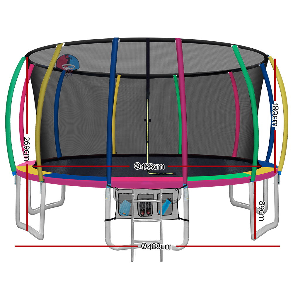 16FT Trampoline for Kids w/ Ladder Enclosure Safety Net Rebounder Colors