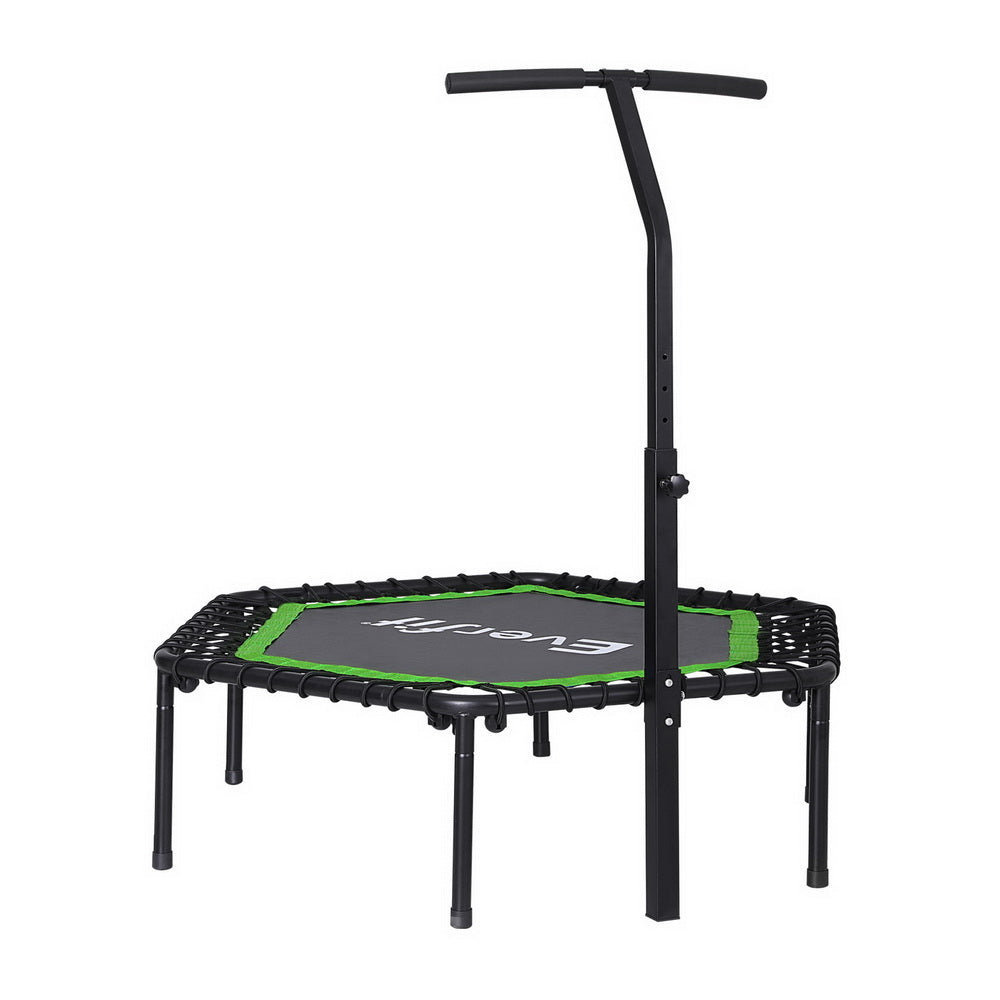 48inch Hexagon Fitness Trampoline Rebounder Adjustable Handrail Green