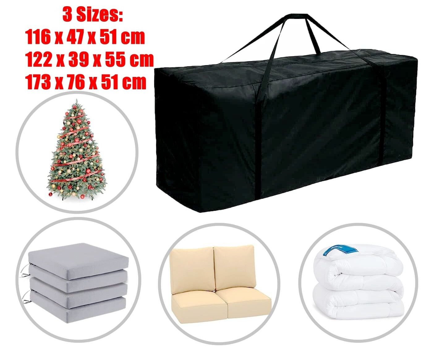 Extra Large Christmas Tree Storage Bag 173x76x51cm Waterproof
