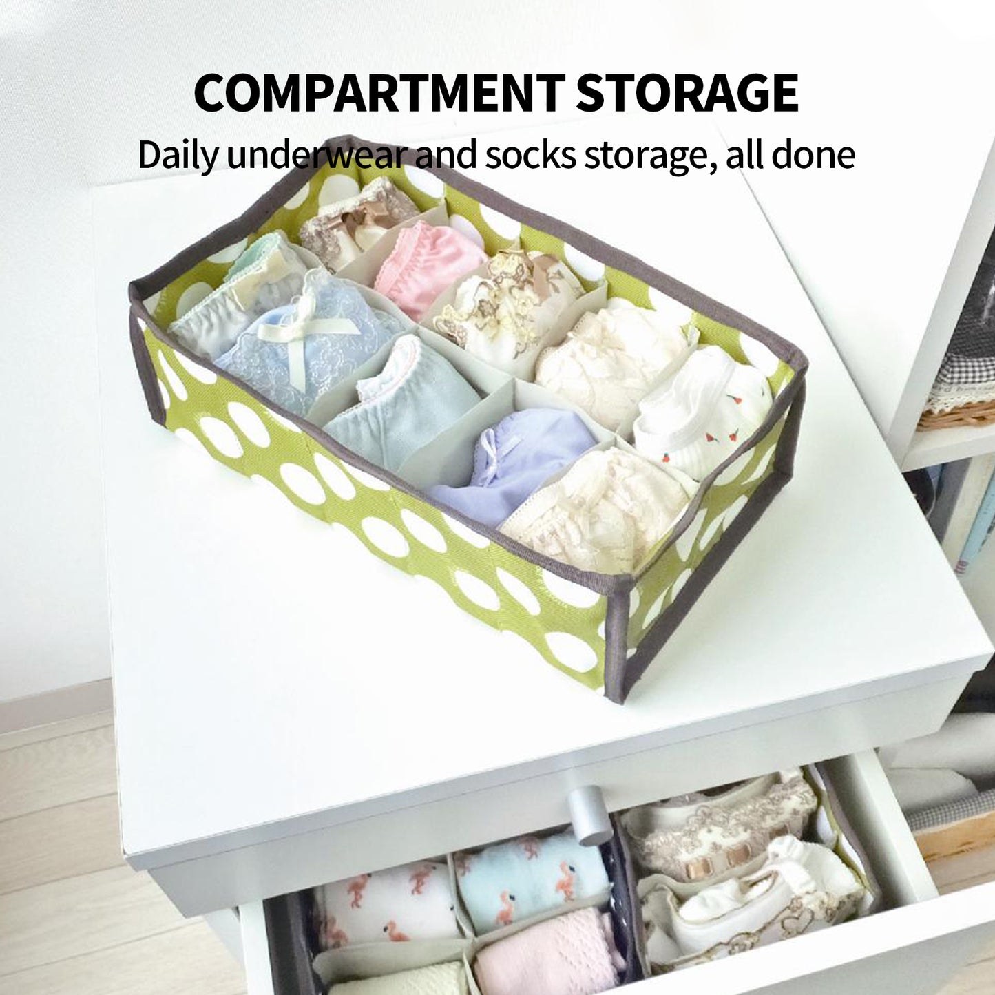 2Pcs 10 Grids Underwear Sock Panties Drawer Storage Bag Organizer Wardrobe Box