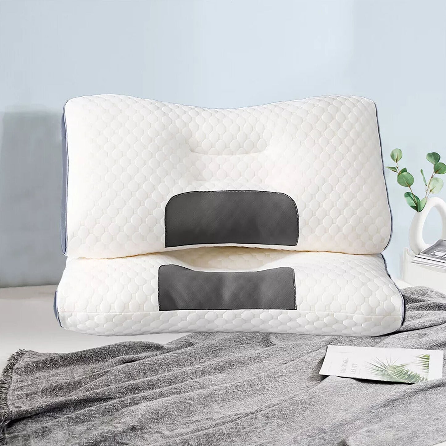 2 pcs Pain Relief Ergonomic Pillow Adjustable Contour Orthopedic Cervical Bed Pillow