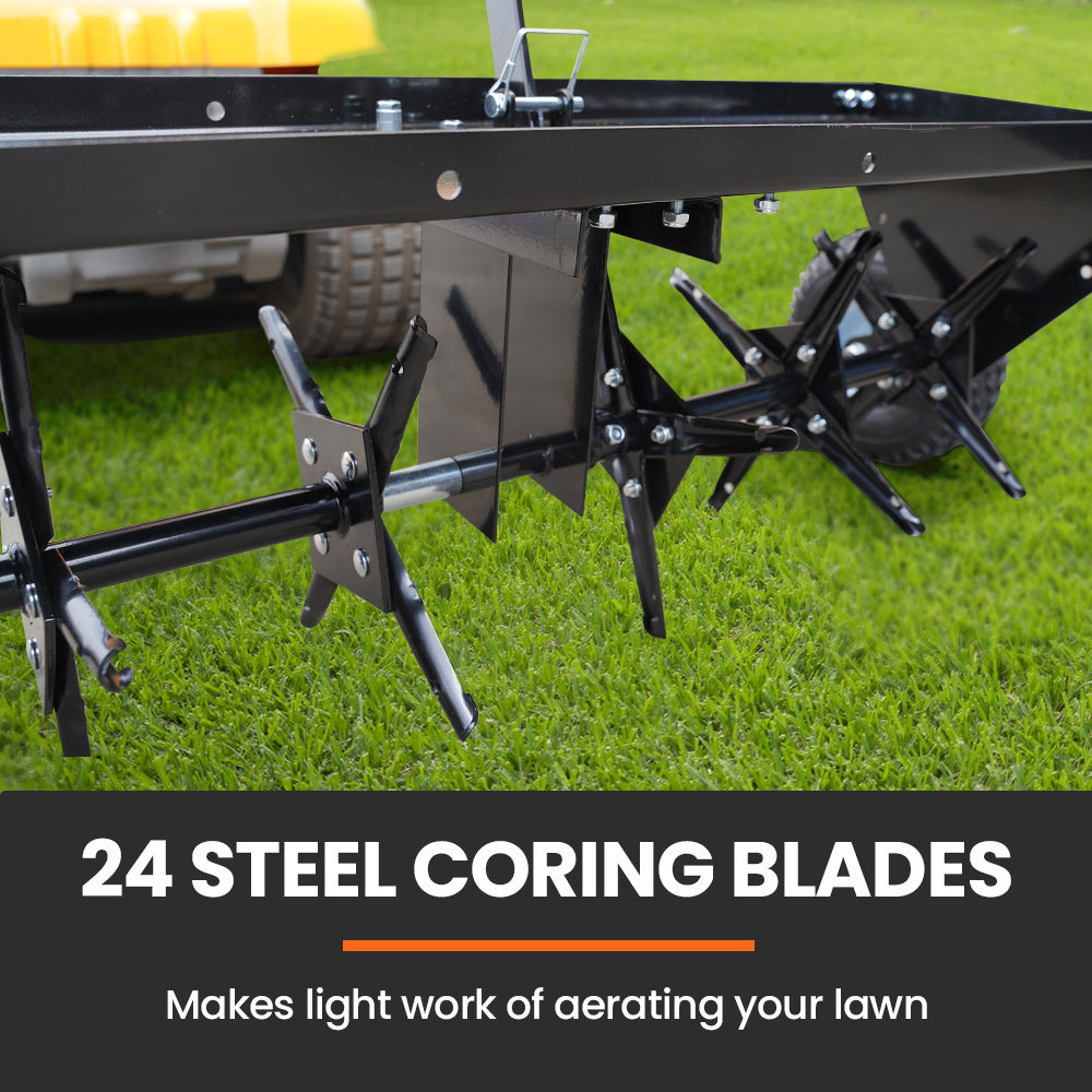 PlantCraft Tow Behind Plug Lawn Aerator 1m (40) Wide, Universal Hitch for Ride on Mower, Garden Tractor