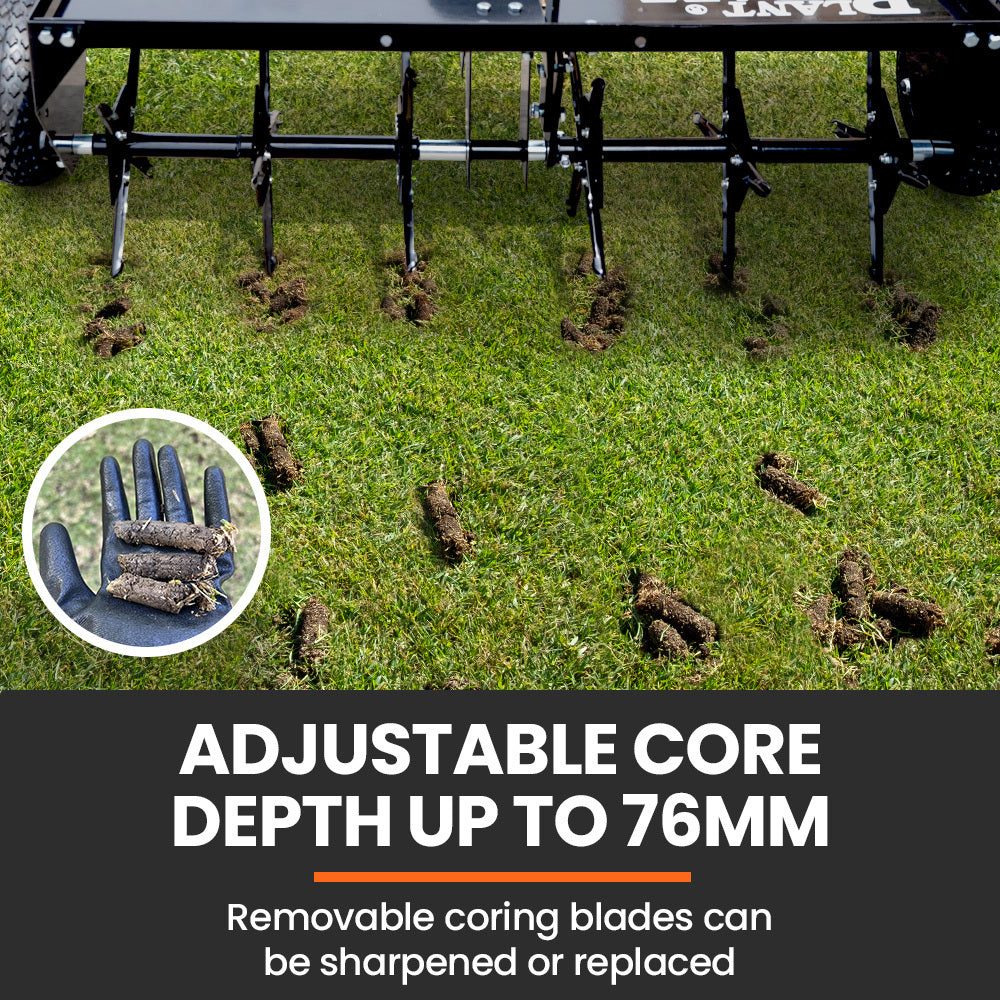 PlantCraft Tow Behind Plug Lawn Aerator 1m (40) Wide, Universal Hitch for Ride on Mower, Garden Tractor