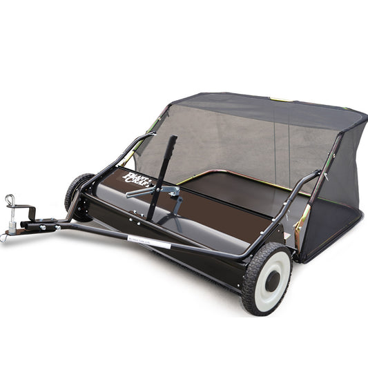 PlantCraft Lawn Sweeper 38 Wide, Tow Behind Leaf and Grass Clipping Collector, Universal Hitch for Ride on Mower, Garden Tractor