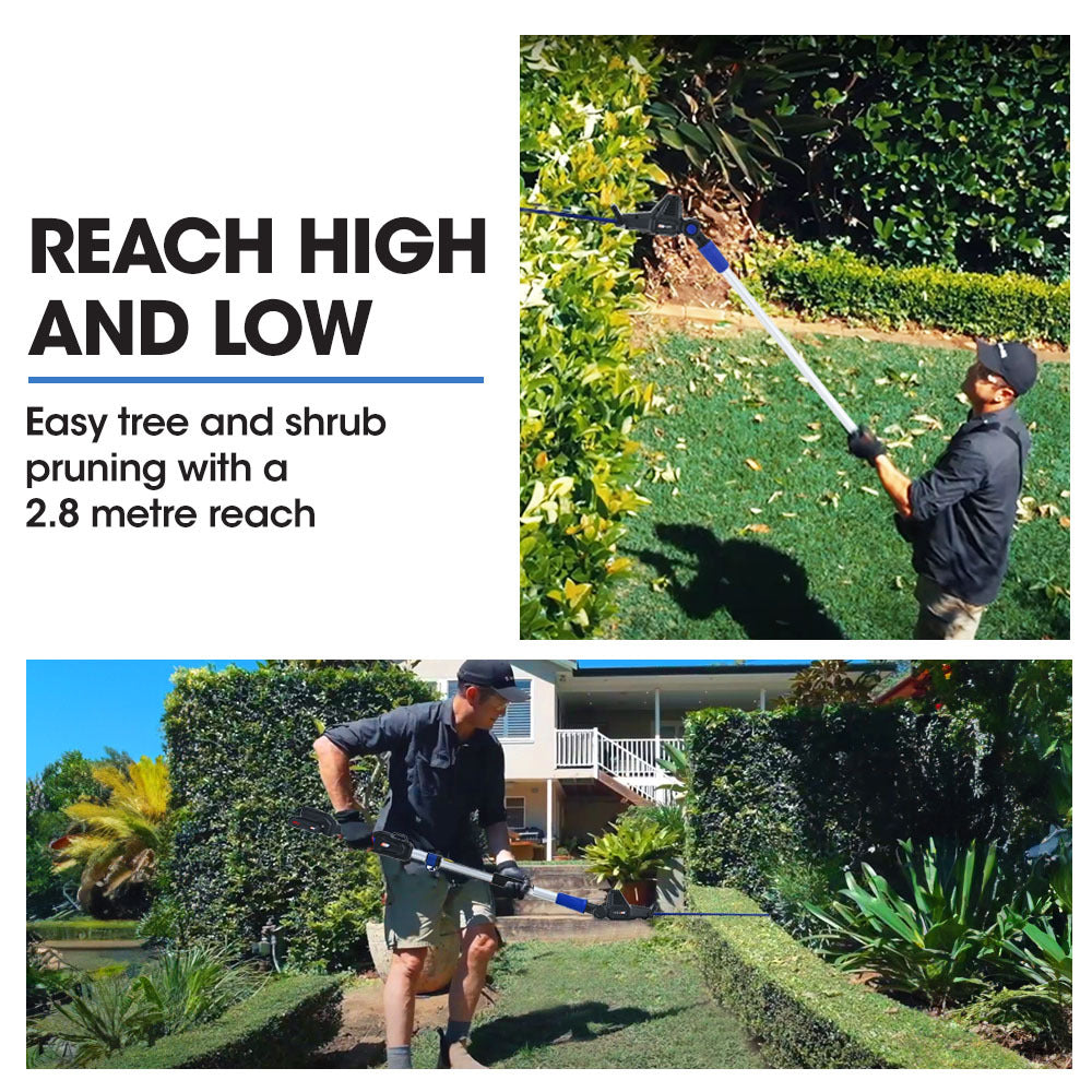 POWERBLADE 20V Cordless Pole Saw & Hedge Trimmer Combo, 8  Chainsaw Pruner & 20  Hedger, Telescopic Handle, Battery and Fast Charger Kit