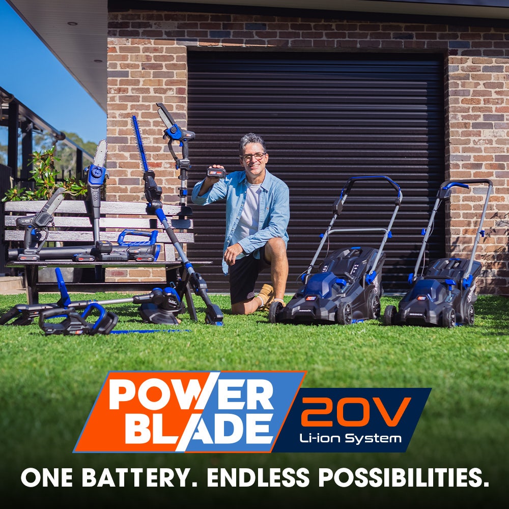 POWERBLADE 350CX 20V 13  Cordless Lawn Mower Kit, Fast Charger, 4Ah Battery, 5 Height, Brushless Electric, 330mm Cutting Path