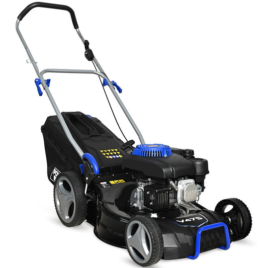 POWERBLADE 18  150cc Lawn Mower, 8 Height, Steel Deck, 4-Stroke Petrol Lawnmower - V475