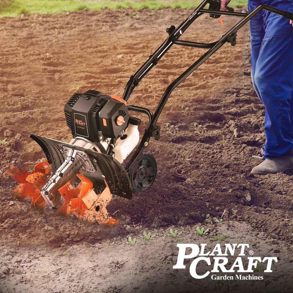 PLANTCRAFT 46CC Garden Cultivator Tiller Handheld 15 Inch Petrol 4-Stroke Titan 9