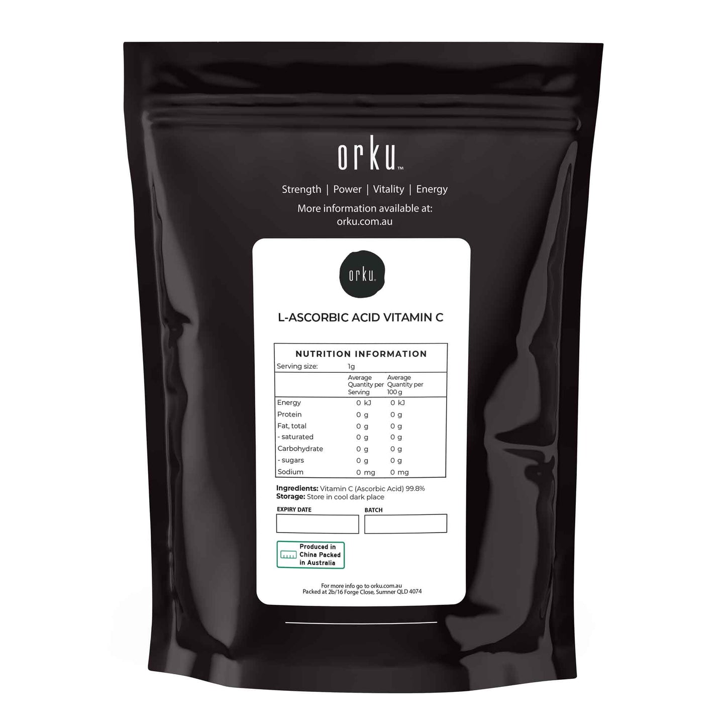 10g Vitamin C Powder Pure L-Ascorbic Acid - USP Grade Non-GMO