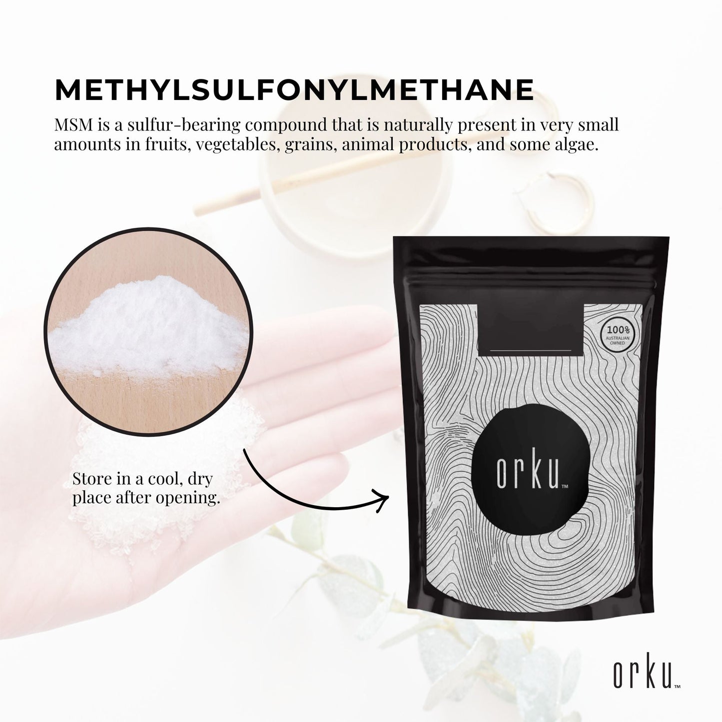 100g MSM Powder or Crystals - 99 percent Pure Methylsulfonylmethane Dimethyl Sulfone