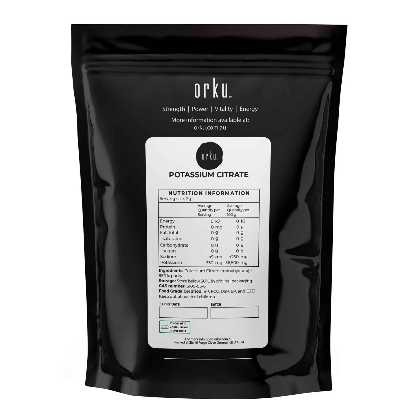100g Potassium Citrate Food Grade - Granular BP USP FCC E332 Additive