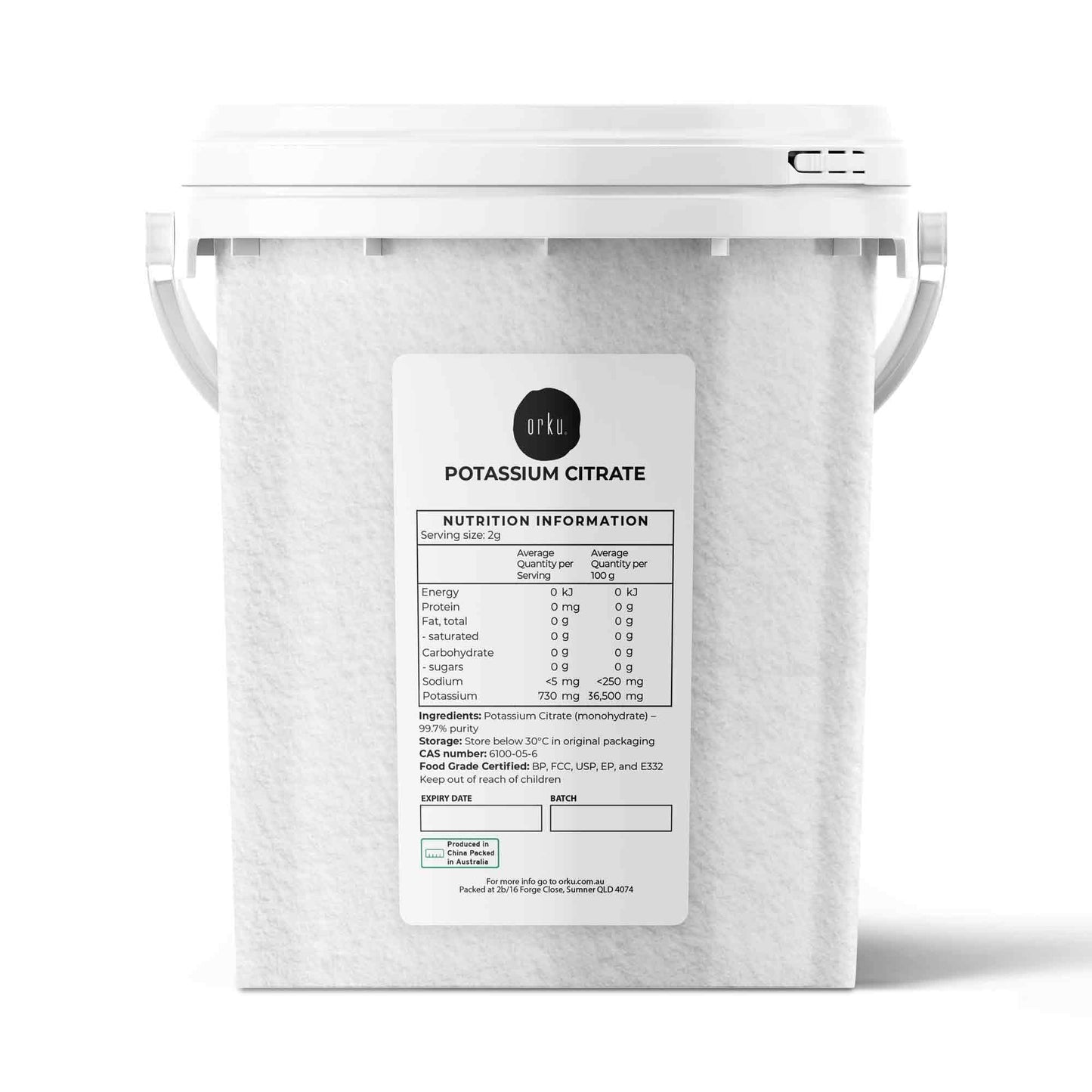 1.3Kg Potassium Citrate Food Grade Tub - Granular BP USP FCC E332 Additive
