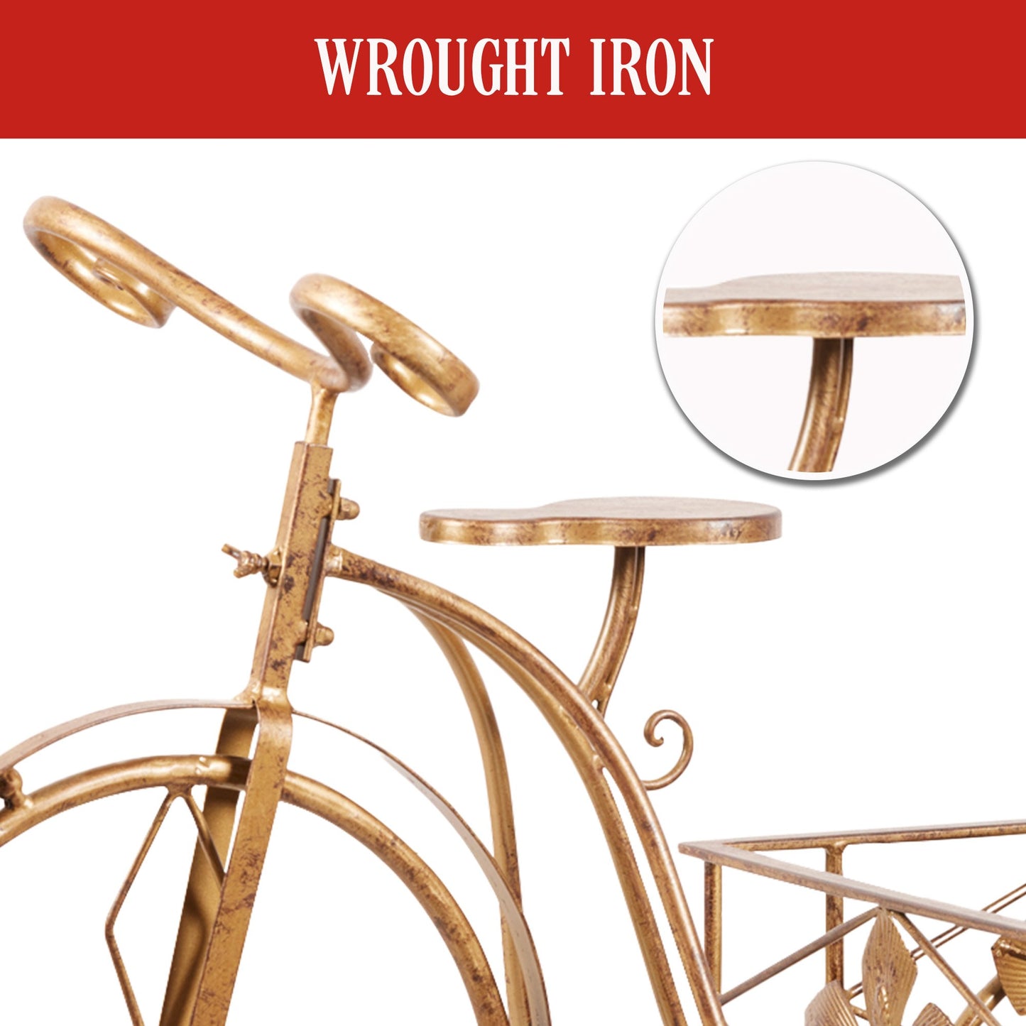 Antique Gold Metal Art Iron Wrought Material Bicycle Display Christmas Decor