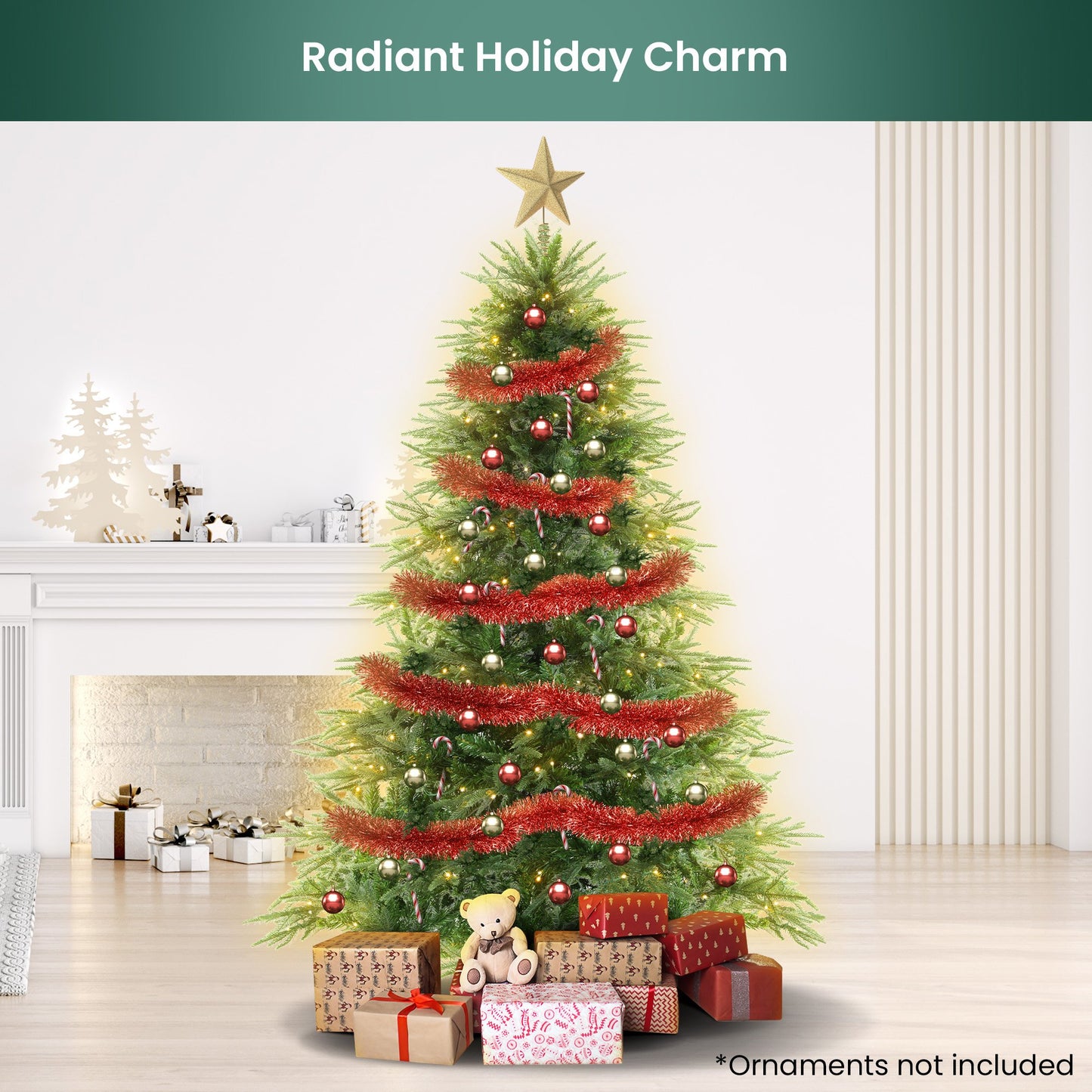 1.8m Prelit Everglow Fir Christmas Tree With 300 Led Lights