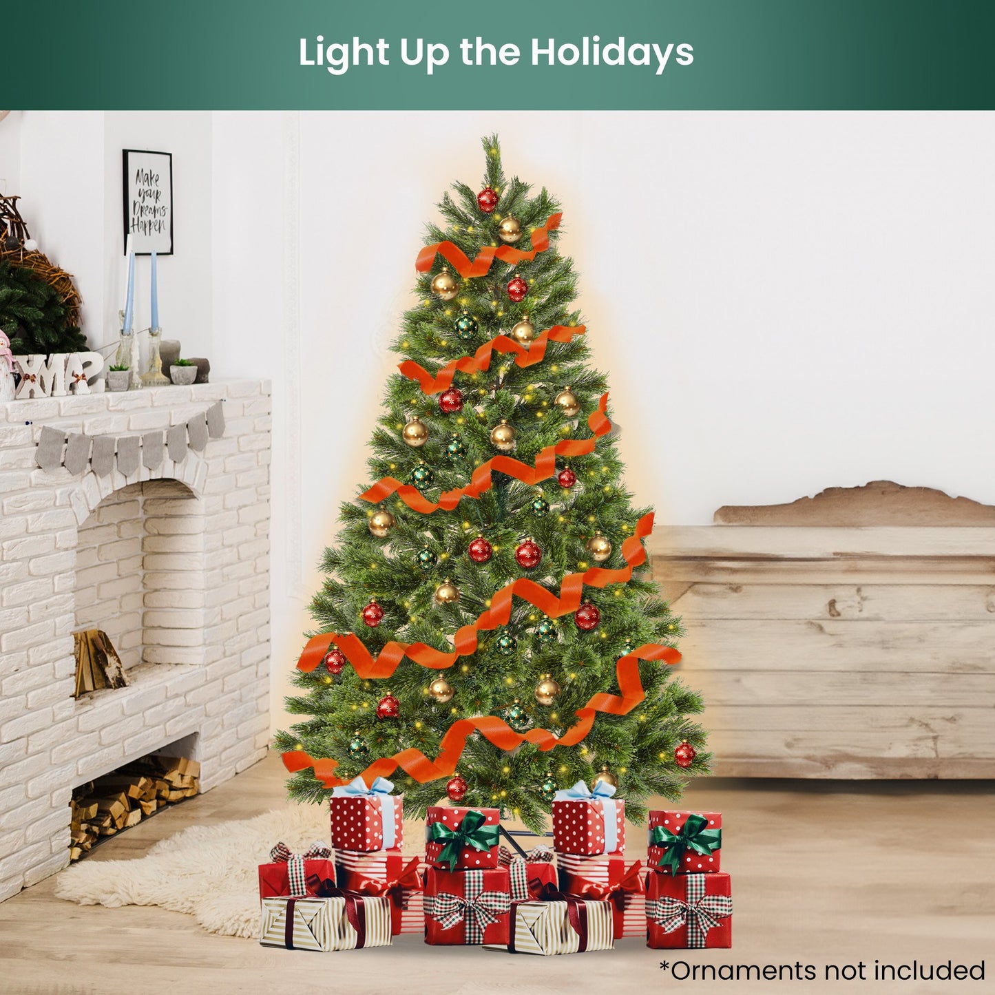 1.2m Prelit Lumina Pine Christmas Tree With 150 Led Lights