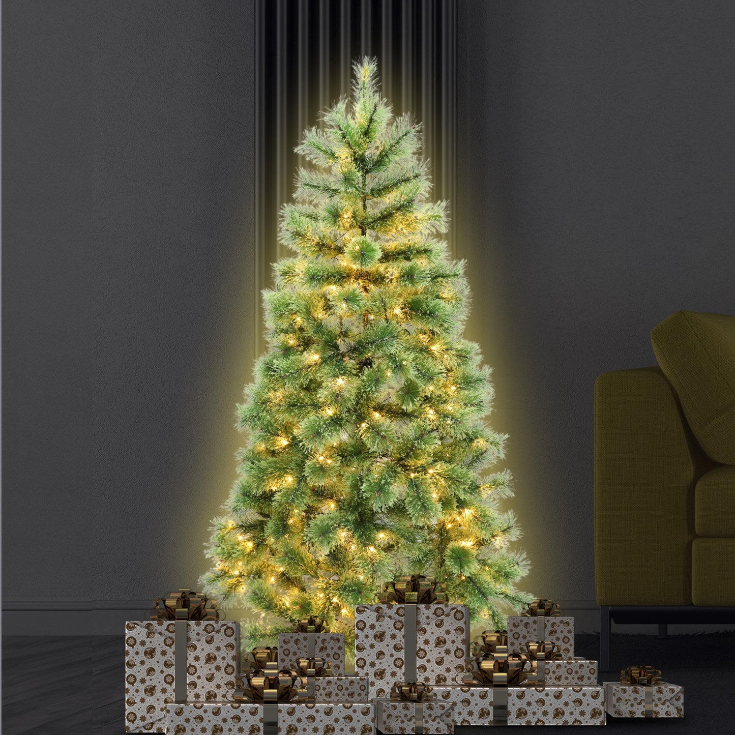 1.2m Prelit Lumina Pine Christmas Tree With 150 Led Lights