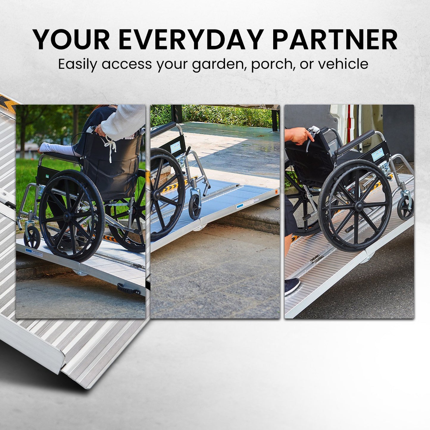 Kartrite 6ft Aluminium Foldable Wheelchair Ramp Non-Slip R02 Silver