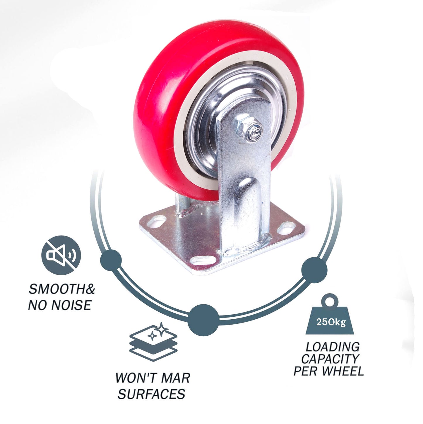 4x 5 inch Industrial Swivel Brake Locking Caster Castor Wheels Casters 2x swivel 2x fixed for Cart Furniture Workbench