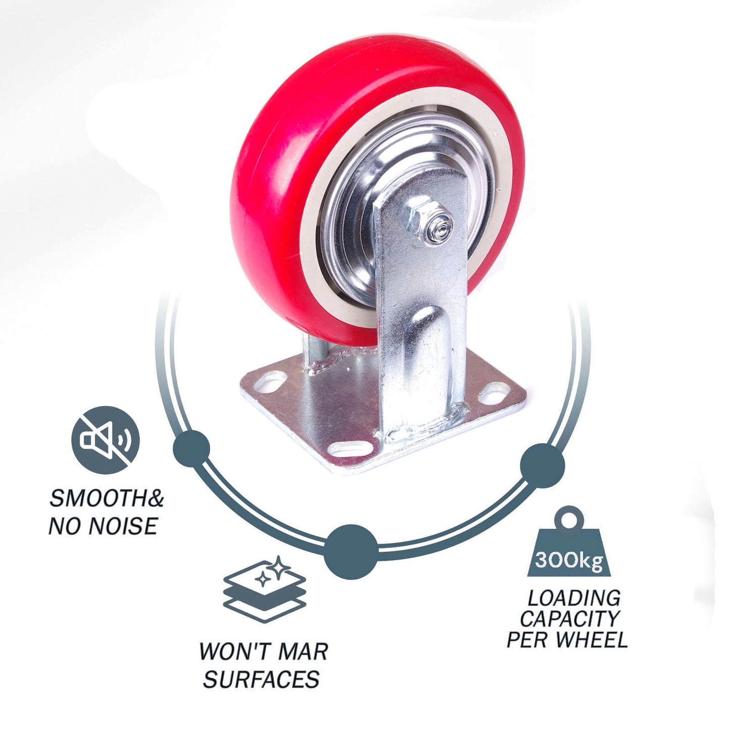 4x 6 inch Industrial Swivel Brake Locking Caster Castor Wheels Casters 2x swivel 2x fixed for Cart Furniture Workbench