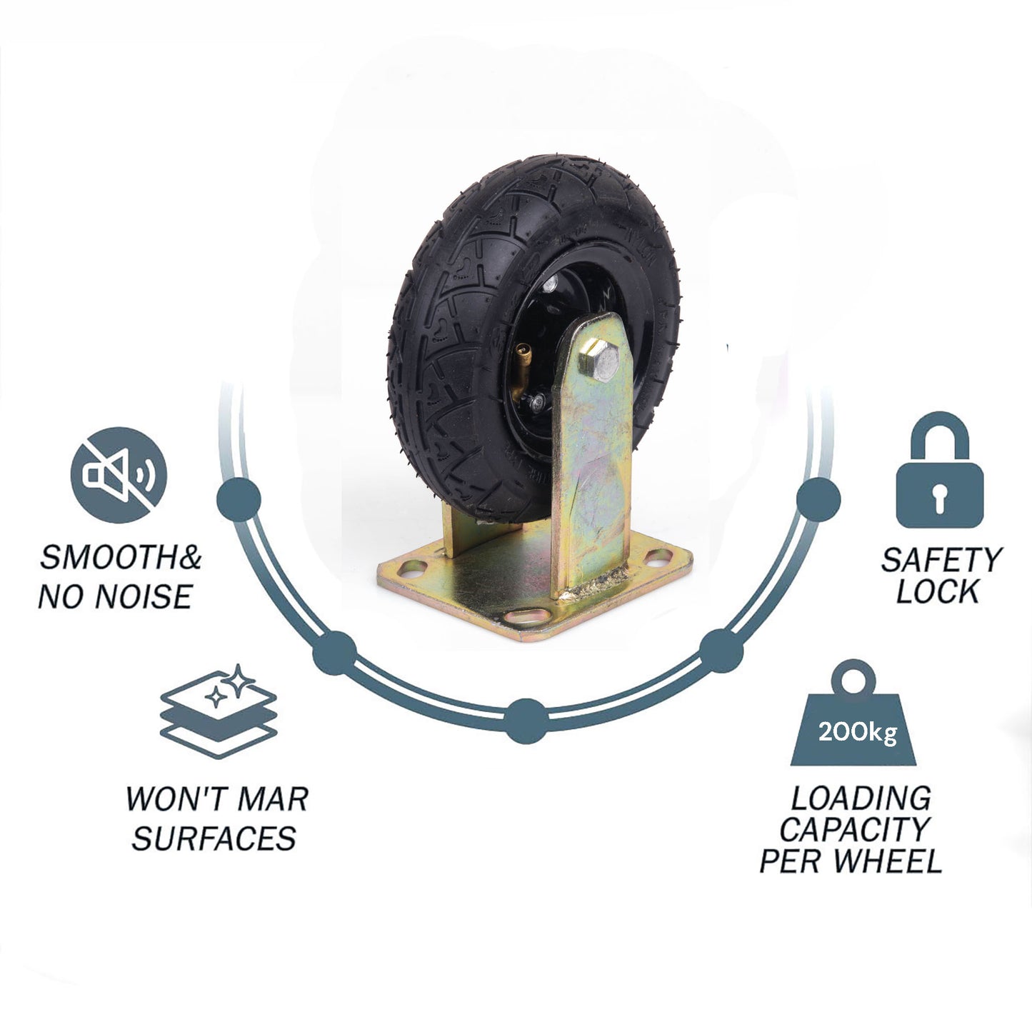 4x 6 Inch Castor Caster 2x swivel 2x fixed Pneumatic Tyres Wheels Trolley Cart Wheelbarrow