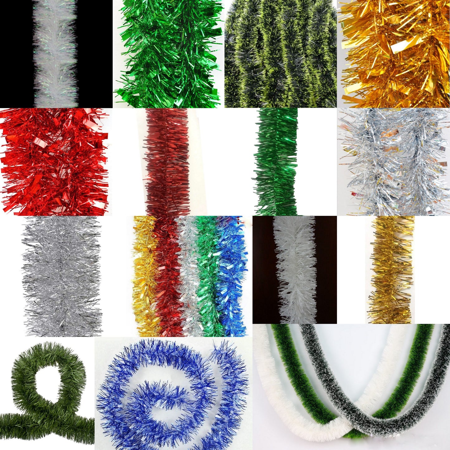 5x 2.5m Christmas Tinsel Xmas Garland Sparkly Snowflake Party Natural Home D¨¦cor, Snow Tips in Green (2m)