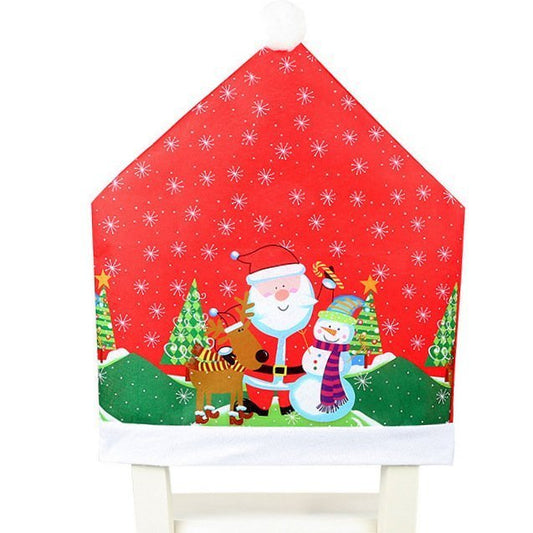 10x Christmas Chair Covers Dinner Table Santa Hat Snowman Home D¨¦cor Ornaments, Santa (10 Chair Covers)