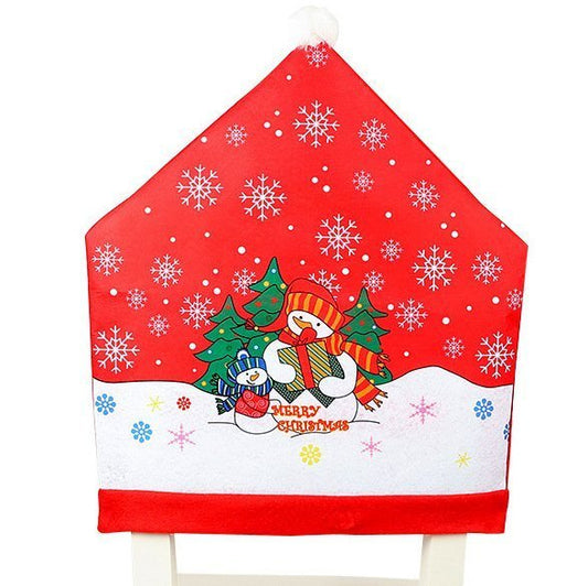 10x Christmas Chair Covers Dinner Table Santa Hat Snowman Home D¨¦cor Ornaments, Snowman (10 Chair Covers)