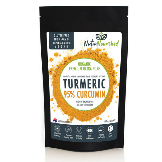 Pure Organic 95 percent Curcumin Powder (120g/2 months supply) - 1500mg of Turmeric Extract Buffered with Black Pepper