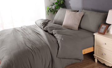Microflannel duvet cover and sheet comb set double charcoal