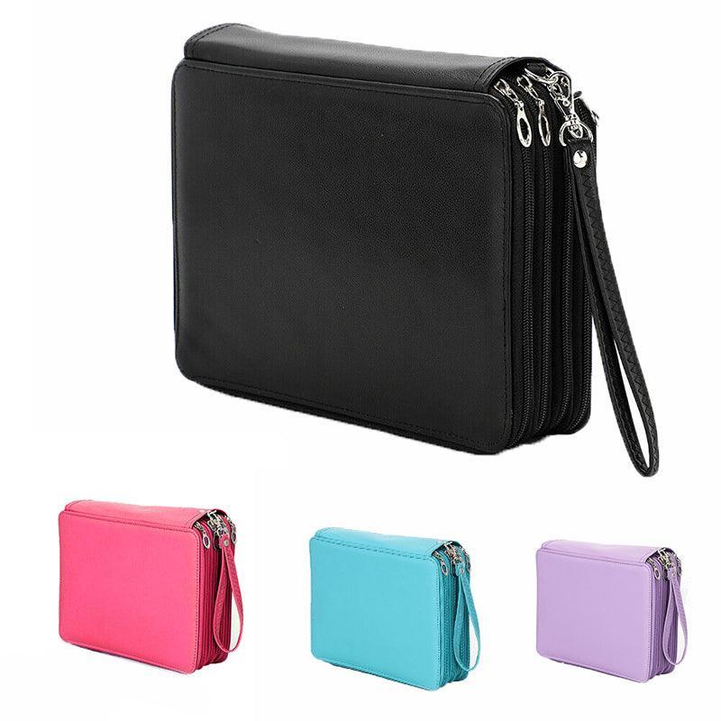 168 Slots Large Capacity Pencil Case Foldable Pen Bag Make Up Storage Organizer - Rose Red