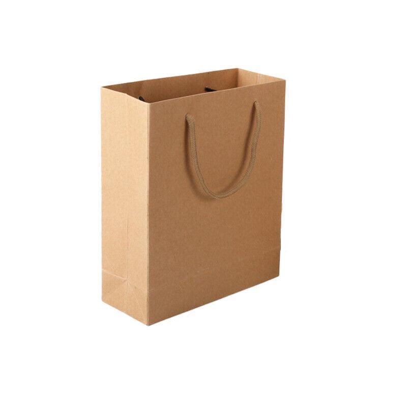 50X Kraft Paper Bags Gift Shopping Carry Craft Brown Bag With Handles - 50PCS 25*20*9CM