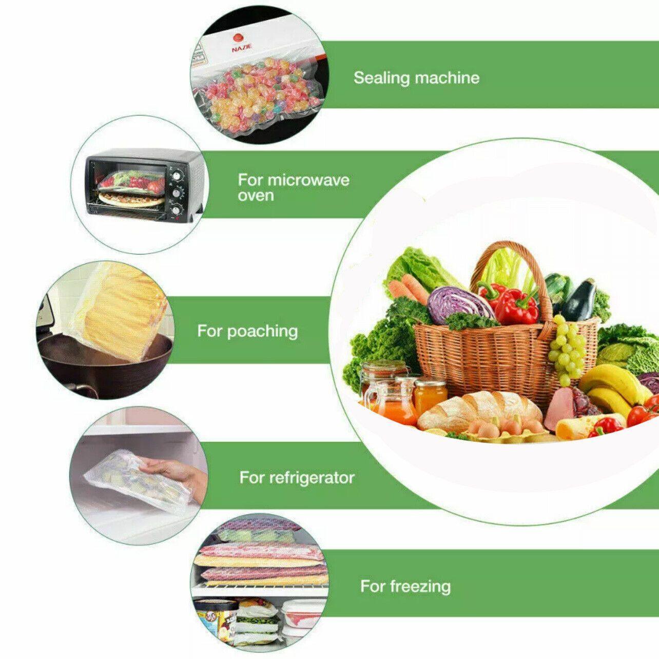 100pcs Vacuum Food Sealer Bags Precut BPA Free Commercial Grade Storage Saver - 20x30cm-