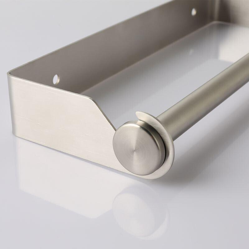 Paper Towel Holder Under Cabinet Wall Mount Stainless Steel Rack Kitchen - Black