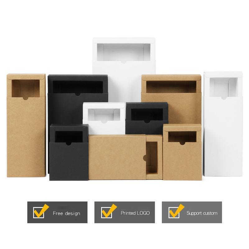 100PCS DIY Paper Box Drawer Type Jewelry Packing Box Tea Gift Cosmetics Kraft - 8*8*4cm