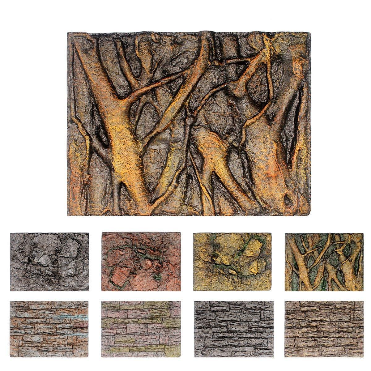 Pet Reptile Tank Board 3D Foam Backgrounds and Habitat Decoration 9 Styles - D