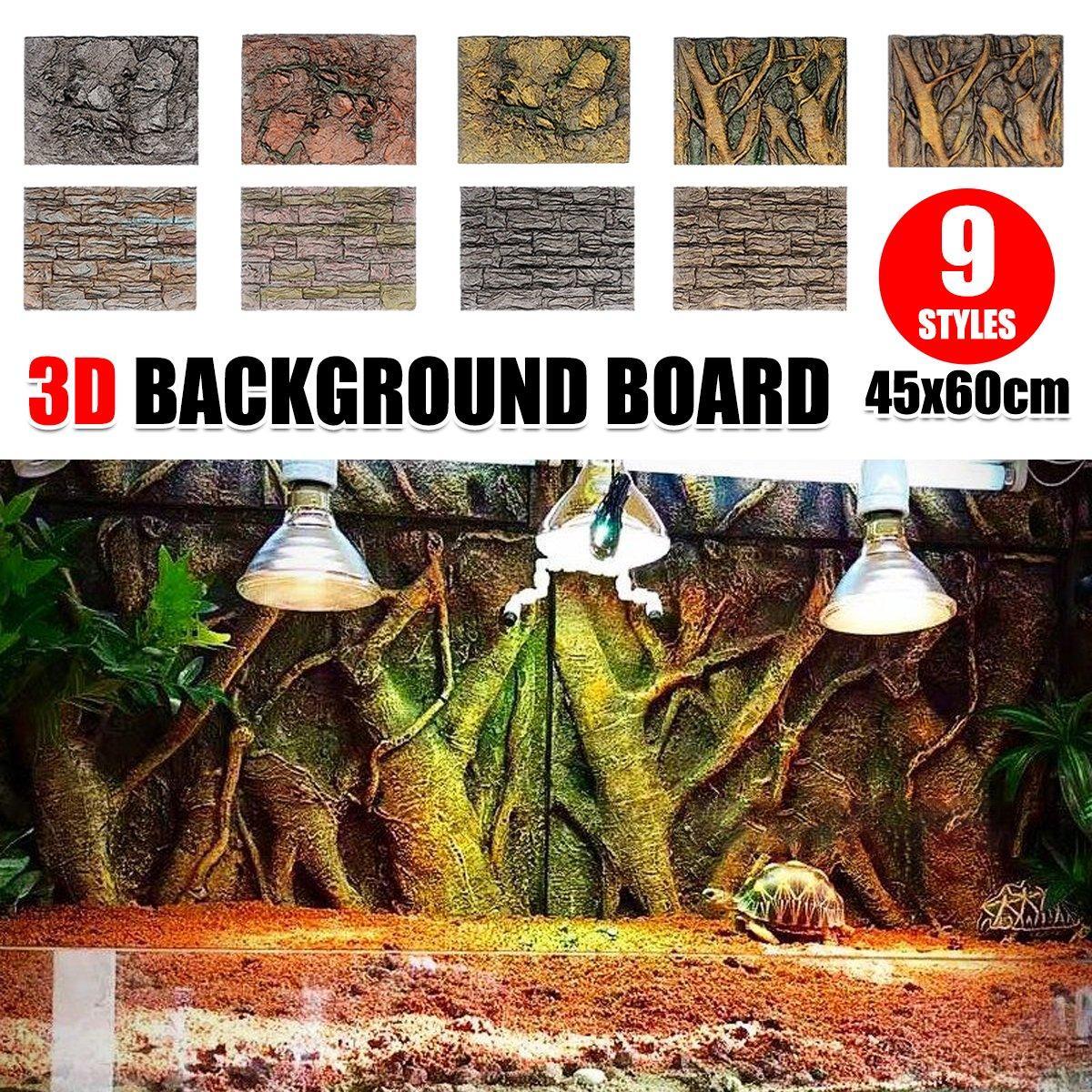 Pet Reptile Tank Board 3D Foam Backgrounds and Habitat Decoration 9 Styles - F