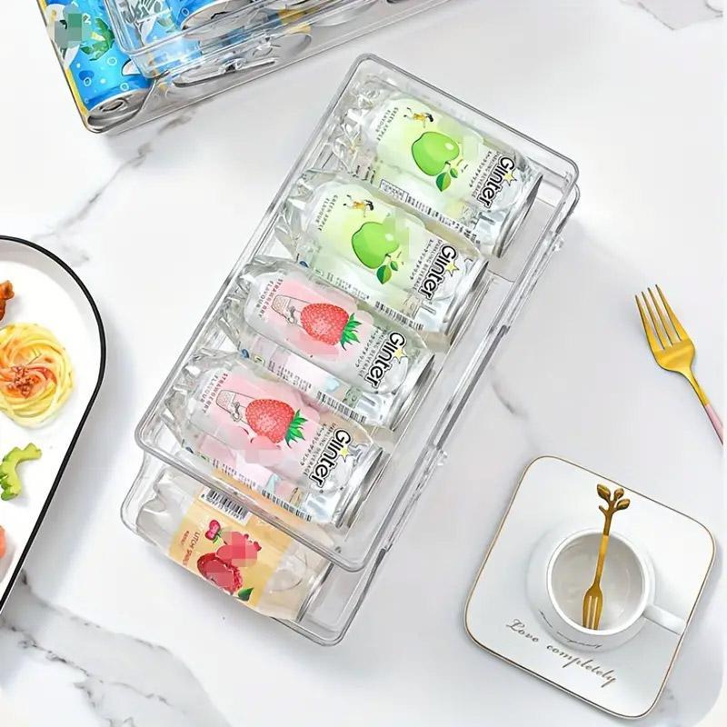 Double Tier Drinks Organiser Drawer Shelf Storage Rack Beverage Dispenser Holder