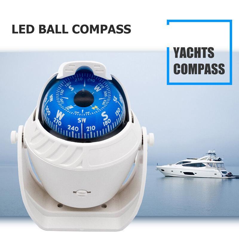 1Pc Boat Compass with Built In Light White 65mm Pivoting Card for Marine Use