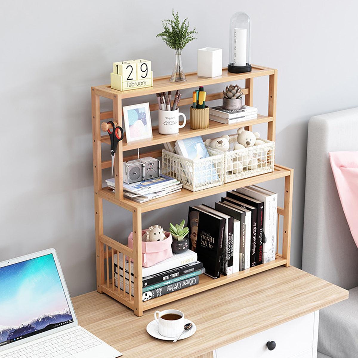 Compact Desktop Bookshelf Storage Bookcase Organizer Small Shelf Display Unit