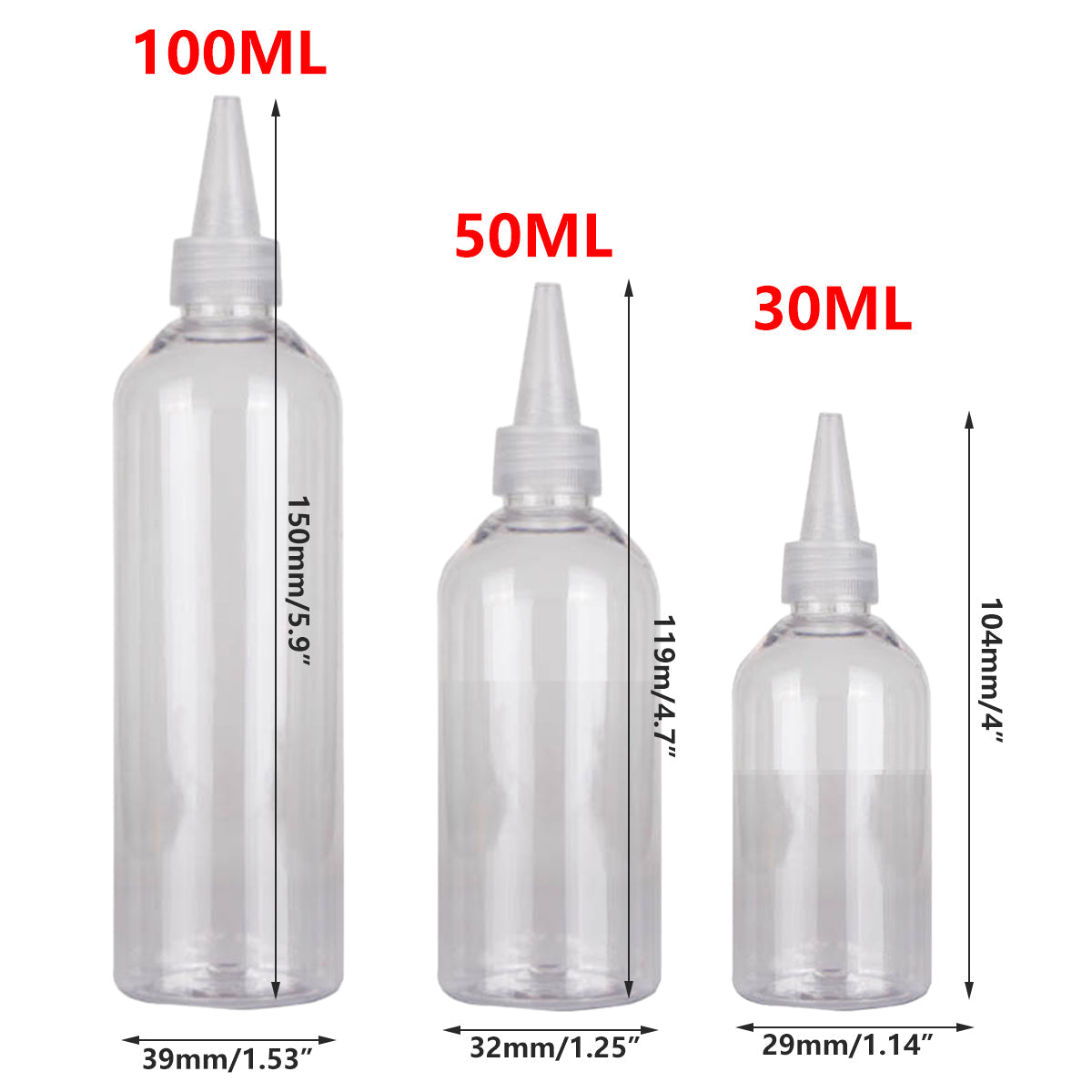 100pcs Needle Tip Plastic Bottles Transparent Squeeze Dispensing Bottle DIY Tool - 50ml