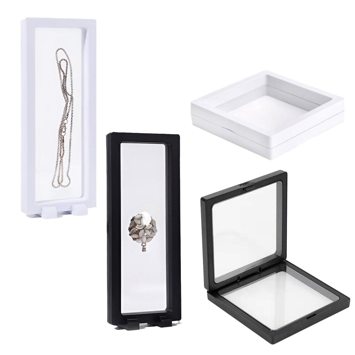 10pcs Transparent PE Film Display Box Jewelry Packaging Storage Box Container - 7-18-2-White