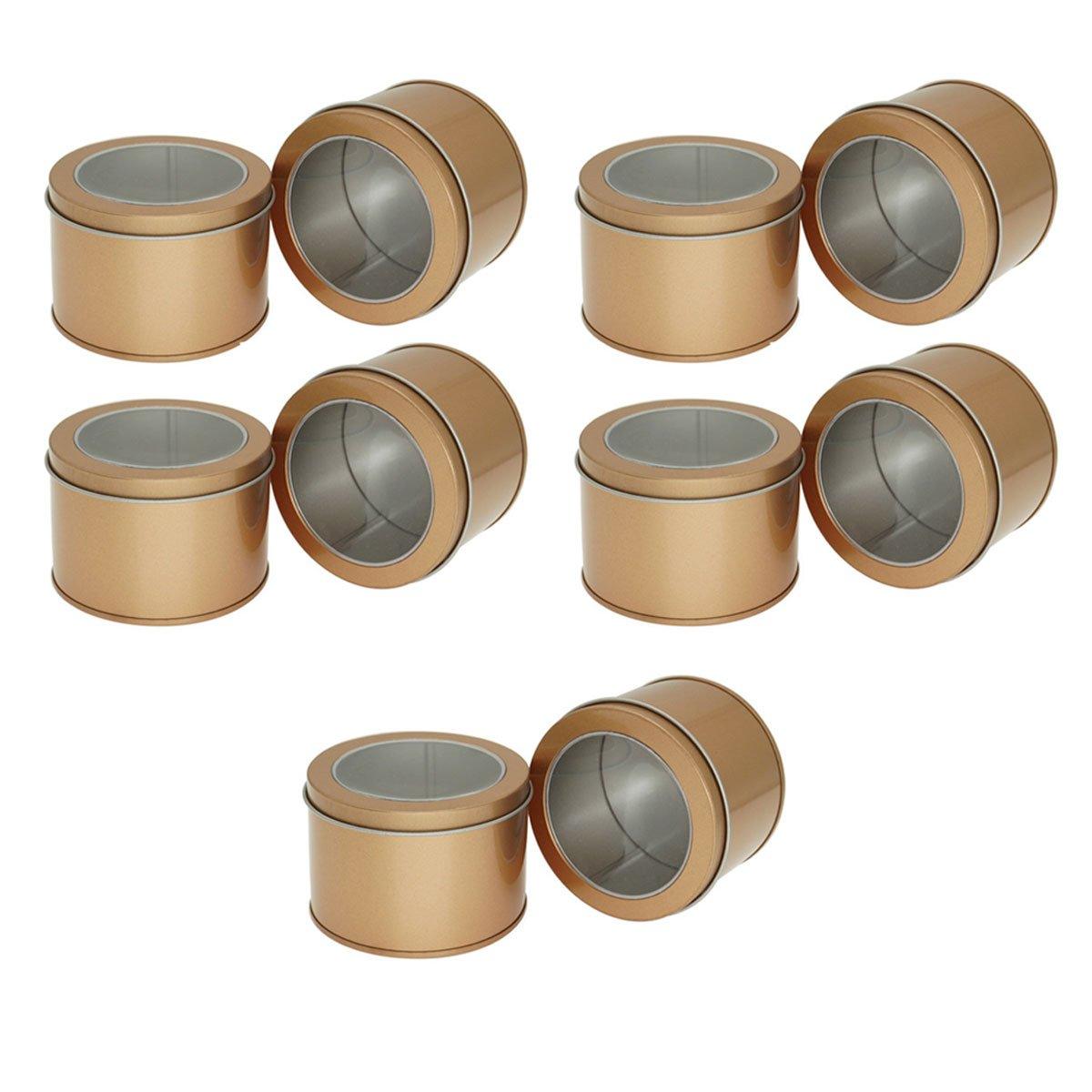 10pcs Open Window Cake Tin Box Bakery Biscuit Packaging Storage Tin Box Set - Gold