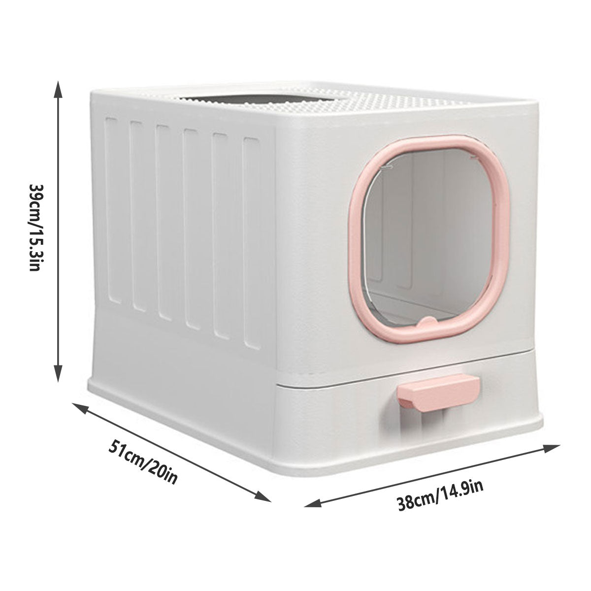 Pink Fully Enclosed Cat Litter Box Large Plastic Toilet for Cats with Lid Tray