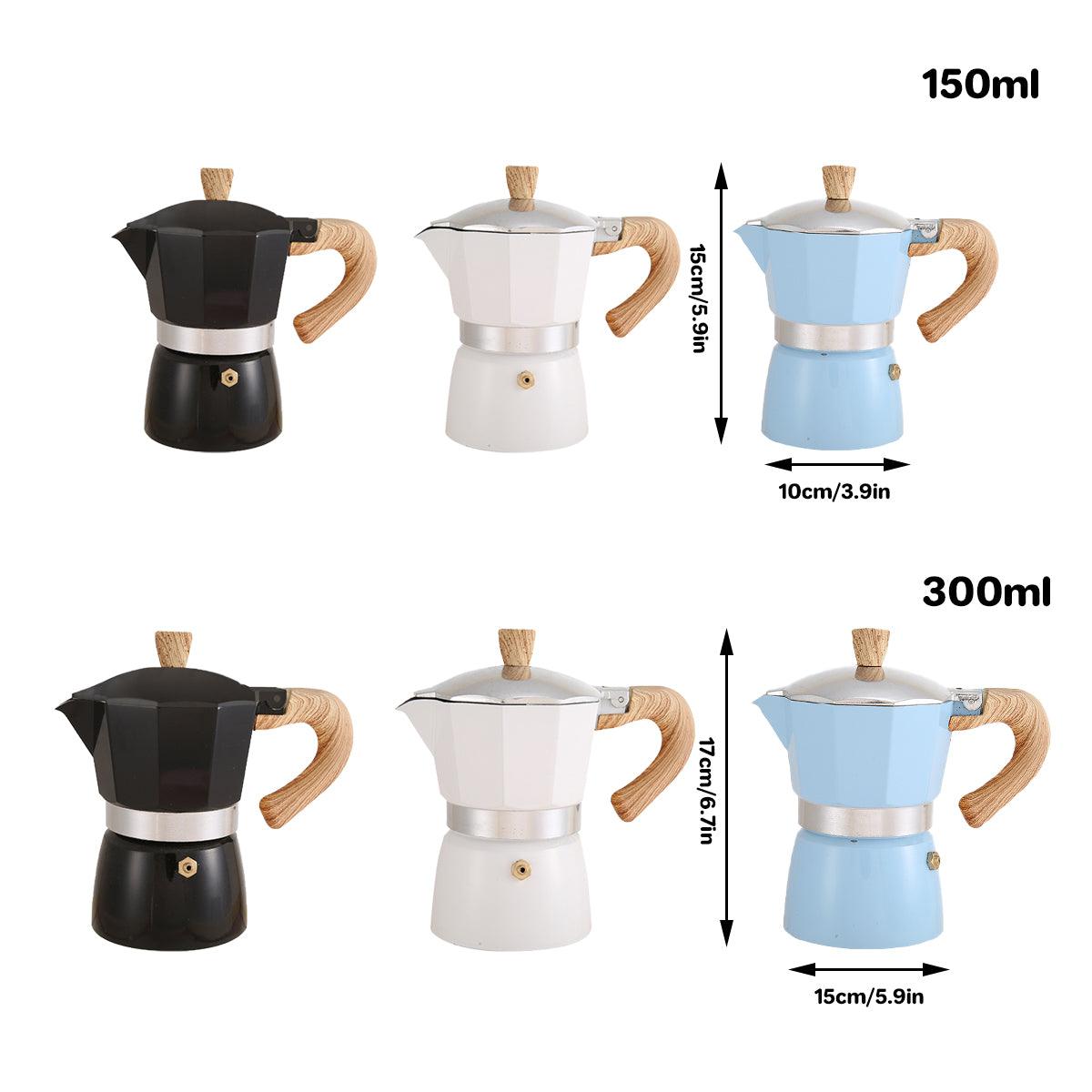Portable Coffee Maker Wood Grain Handle Outdoor Manual Espresso Machine Camping - Beige-150ml
