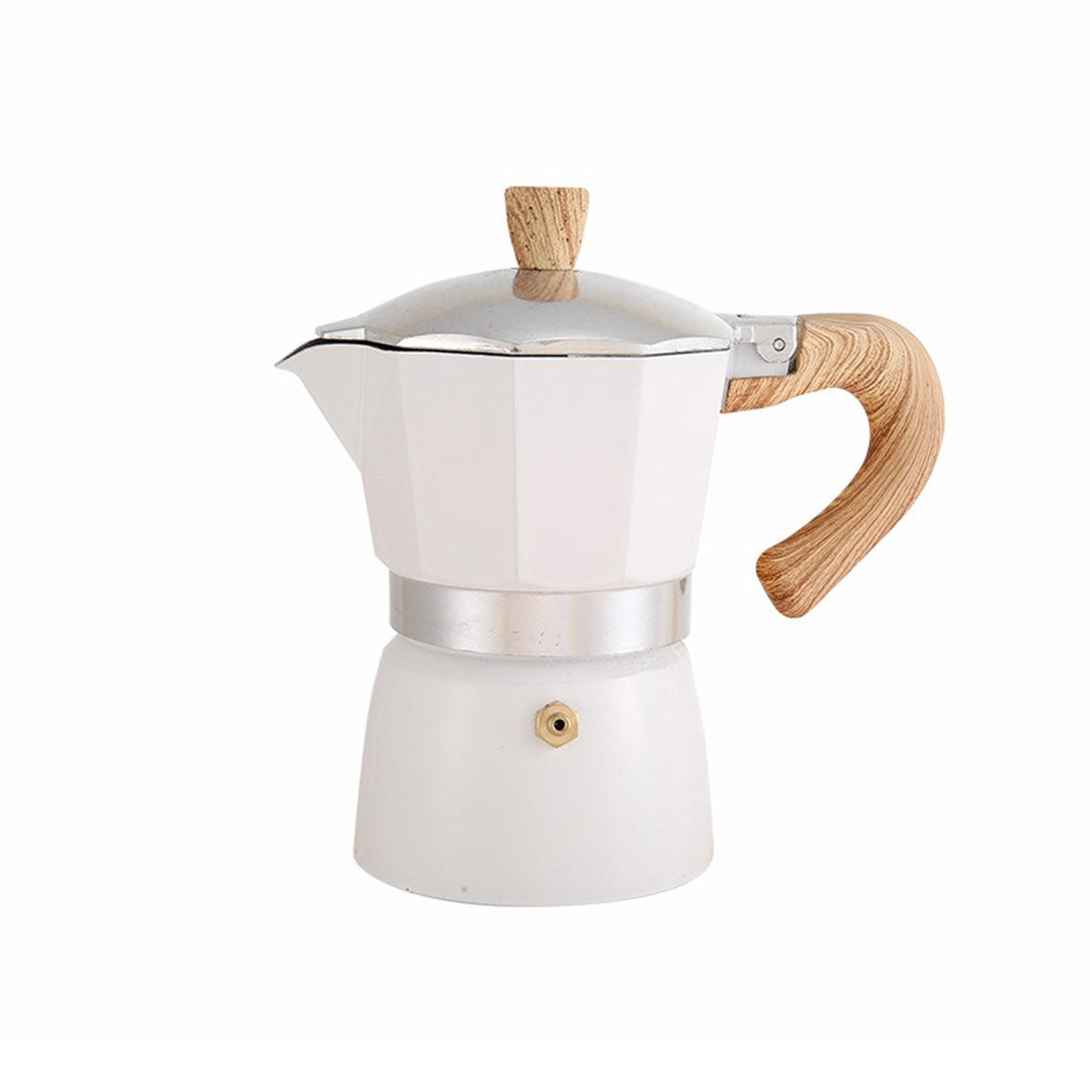 Portable Coffee Maker Wood Grain Handle Outdoor Manual Espresso Machine Camping - Beige-150ml