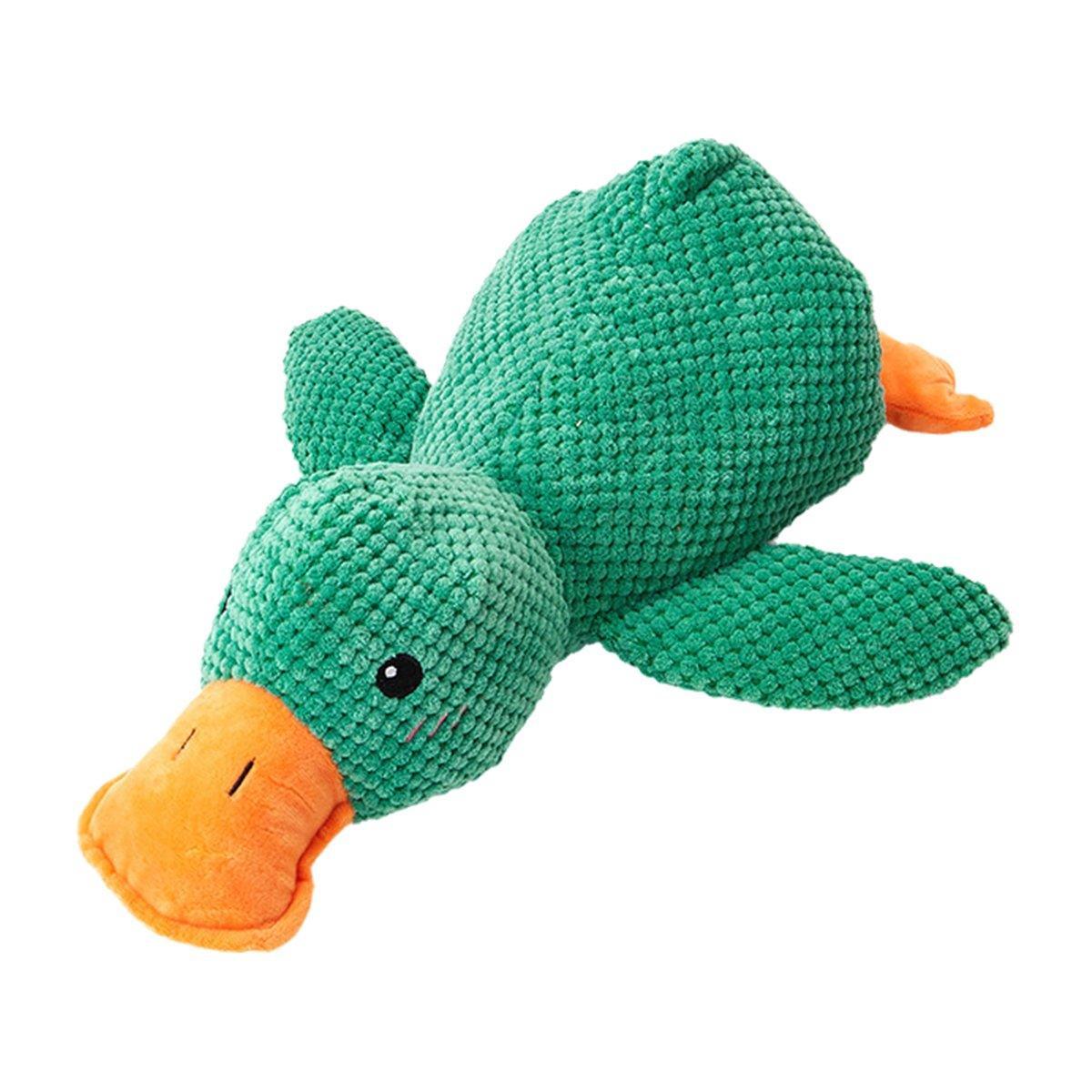 Plush Cartoon Duck Dog Toy Interactive Squeaky Pet Toy Durable Fun Chew Toy - Green