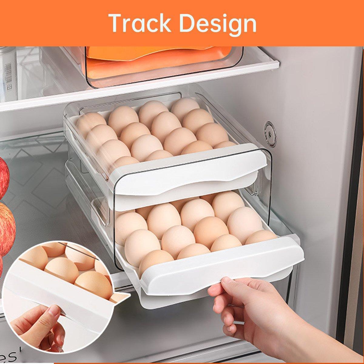 Plastic Double-Layer Egg Storage Box Food Grade Refrigerator Drawer Organizer