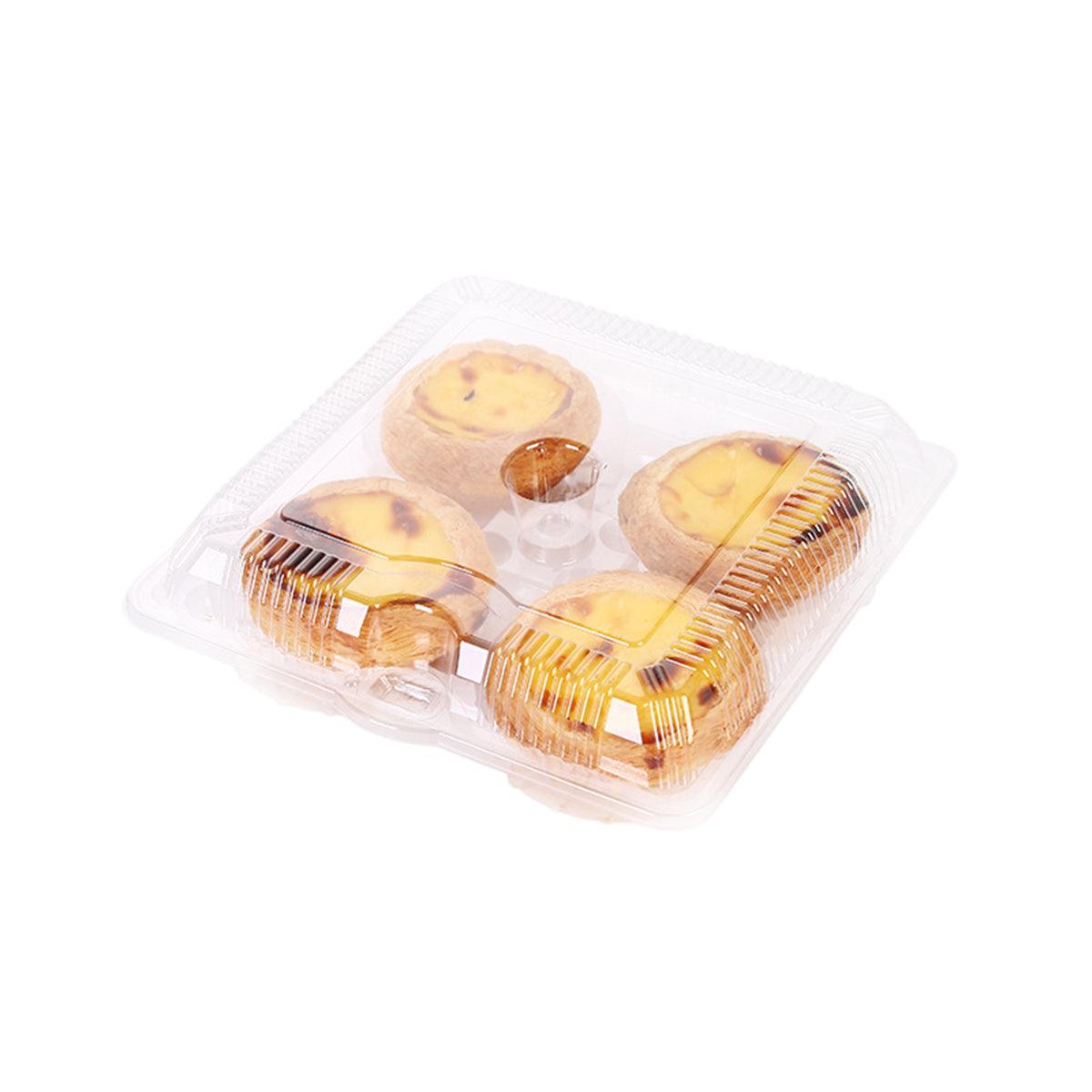 100PCS Transparent Plastic Egg Tart Box Disposable Bakery Packing Container - 25.5x17cm