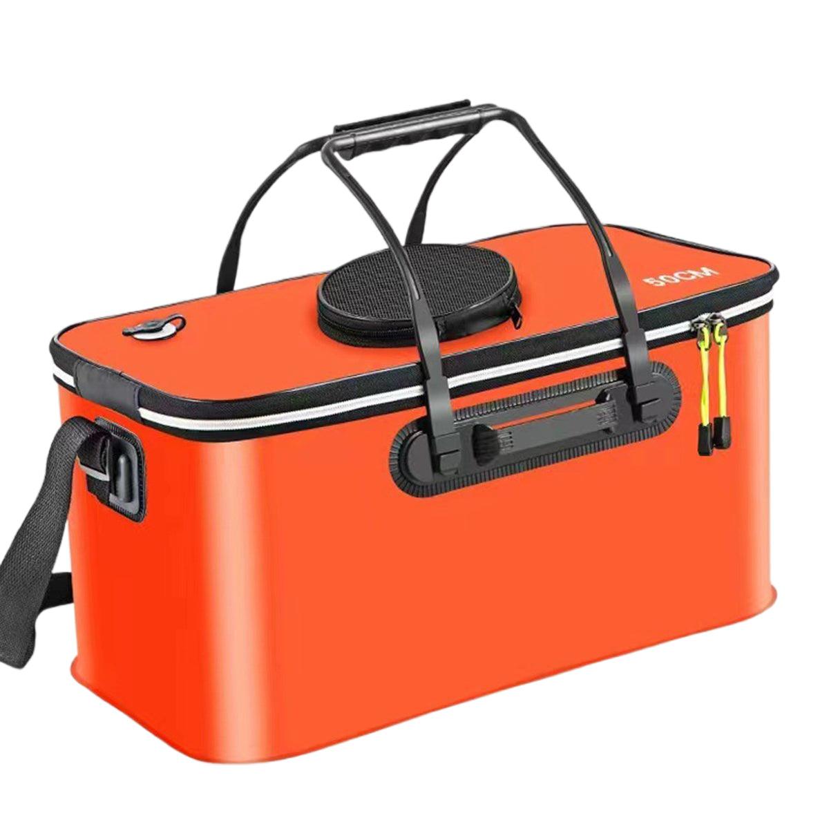 Portable Folding EVA Fishing Bucket Multi Use Live Fish Container with Strap - Orange-40cm