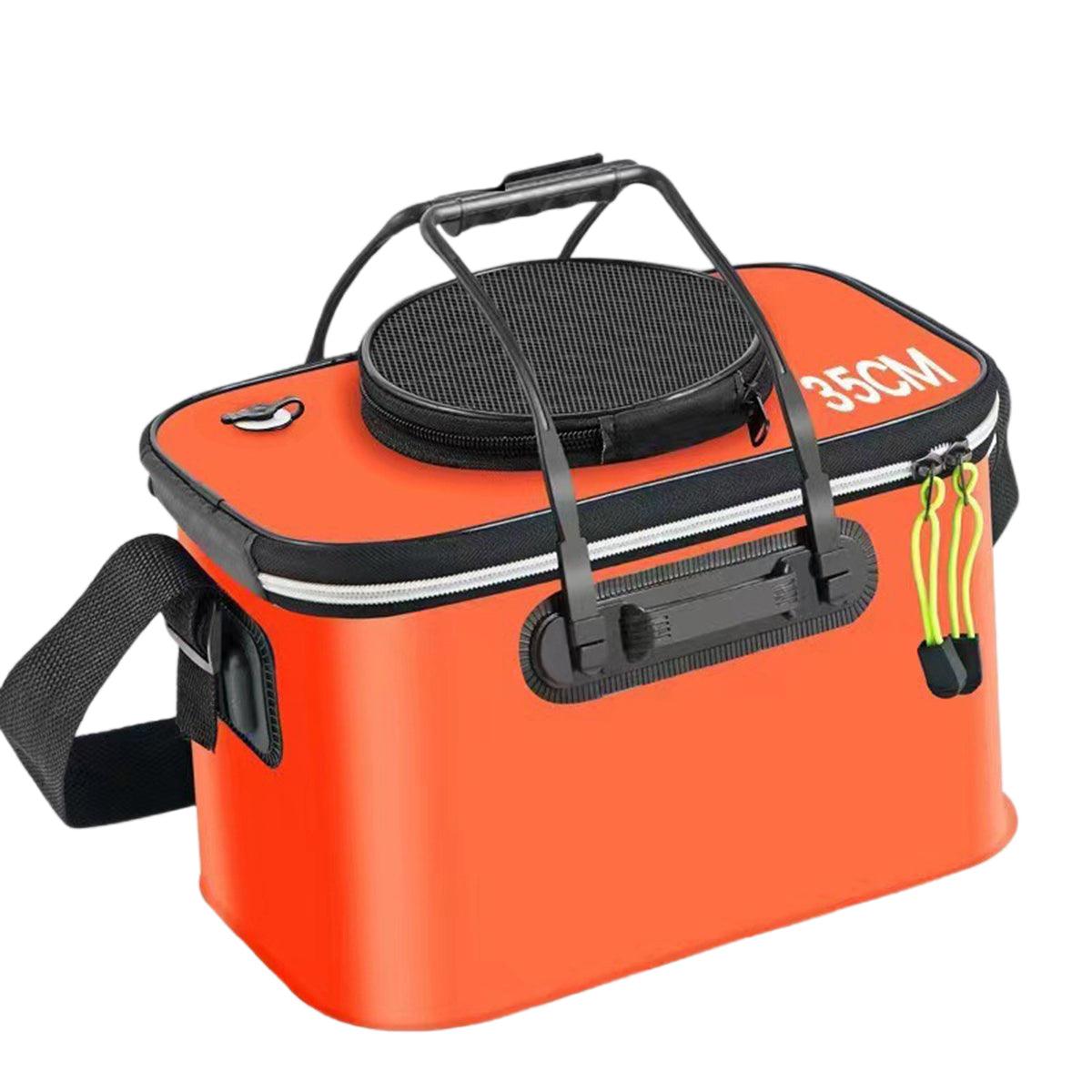 Portable Folding EVA Fishing Bucket Multi Use Live Fish Container with Strap - Orange-45cm